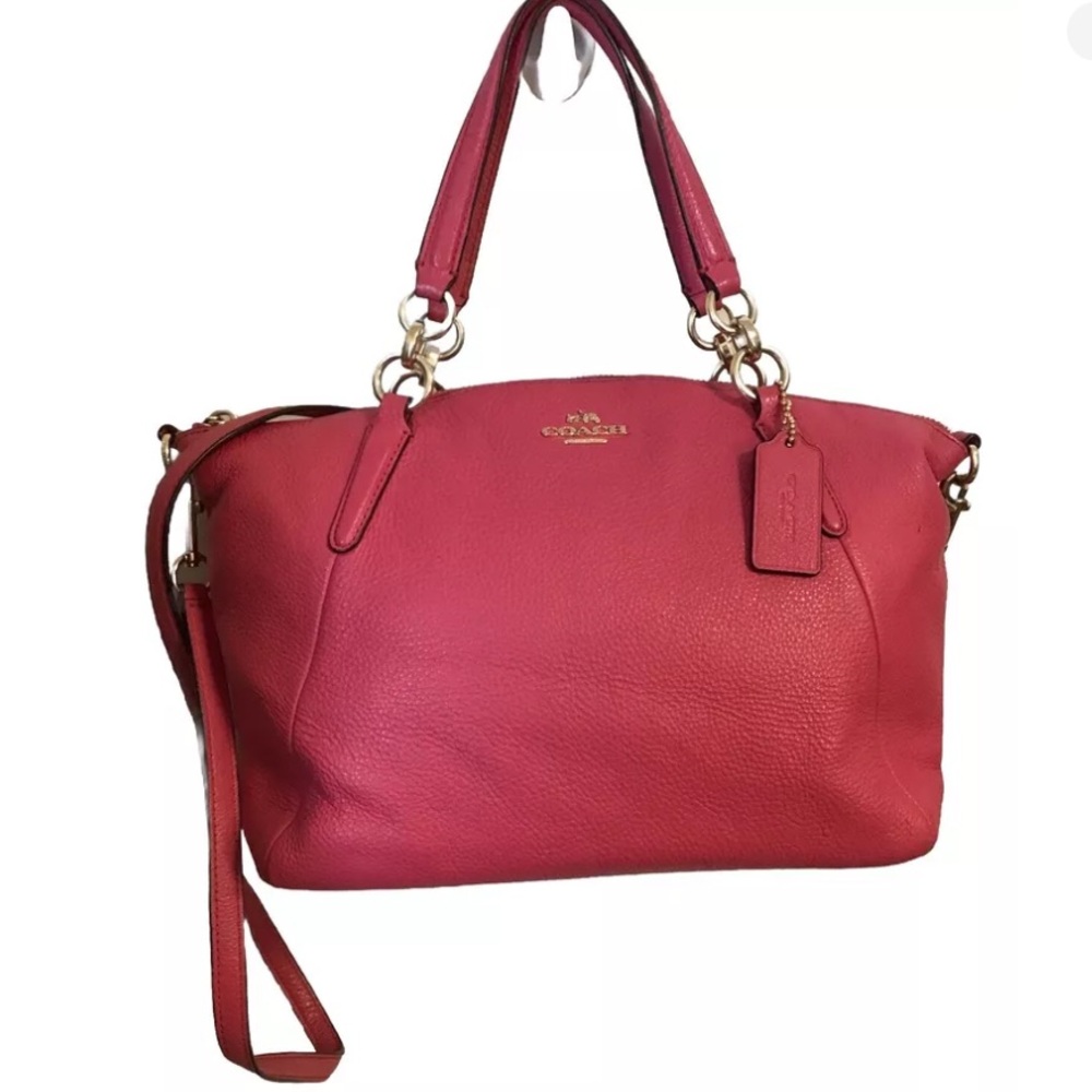 Coach F36675 Small Kelsey Satchel Crossbody Pebbled Leather Pink